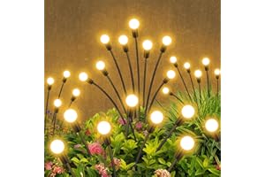 YShengMian Solar Garden Lights Outdoor Waterproof, 4 Pack 32 LED Swaying Light Firefly Light Outdoor Decor Lights for Garden Gifts for Pathway Party Christmas Decoration, Warm White