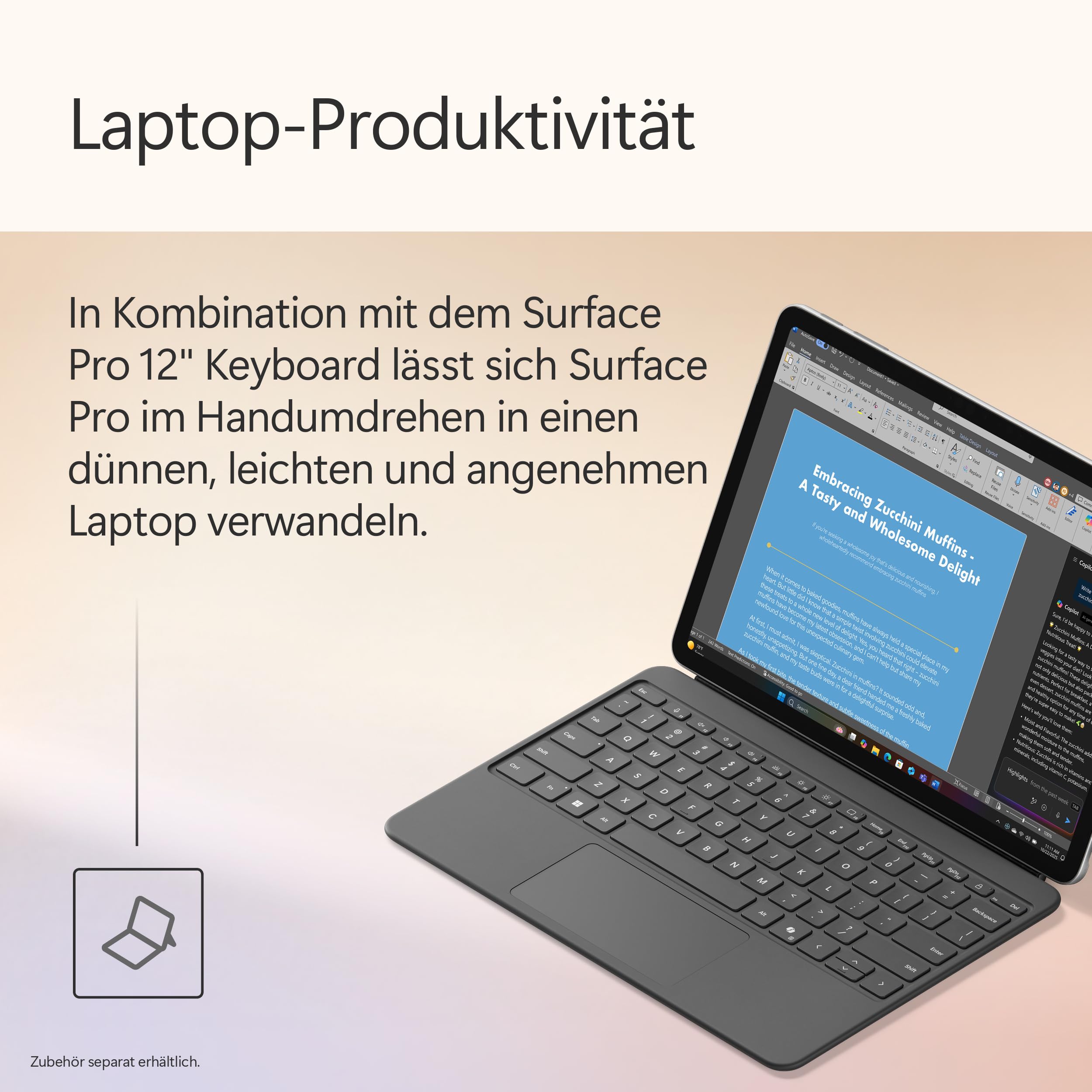 Microsoft Surface Pro | Copilot+ PC | 12” LCD Touchscreen | Snapdragon® X Plus | 16GB RAM | 256GB Speicher | Neuestes Modell | Platin