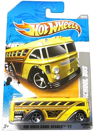 Hot Wheels 2011 SURFIN SCHOOL BUS HW VIDEO GAME HEROES 11 - 10 of 22 - 232/244 Yellow Bus with Hot Wheels Surf Tours decal on side