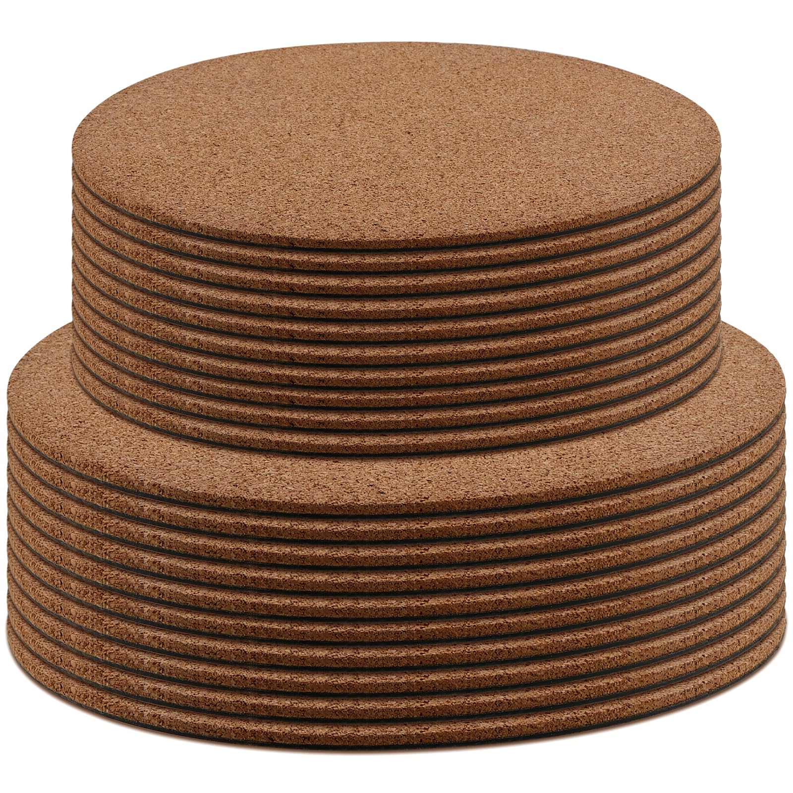 MUKLEI 20 PCS Cork Plant Pot Coasters, 15cm and 10cm Absorbent Round Cork Plant Mats for Plants, Table Plant Pads for Indoor Plants, Drink, DIY Craft Project