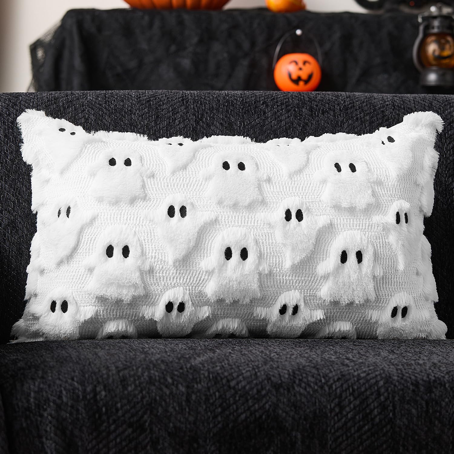 Photo 1 of DFXSZ Halloween Pillow Covers 12x20 inch Ghost Decor Cream White Halloween Lumbar Pillow Covers Decorative for Halloween Home Decor for Sofa 095ALPNPMEQ1516337
