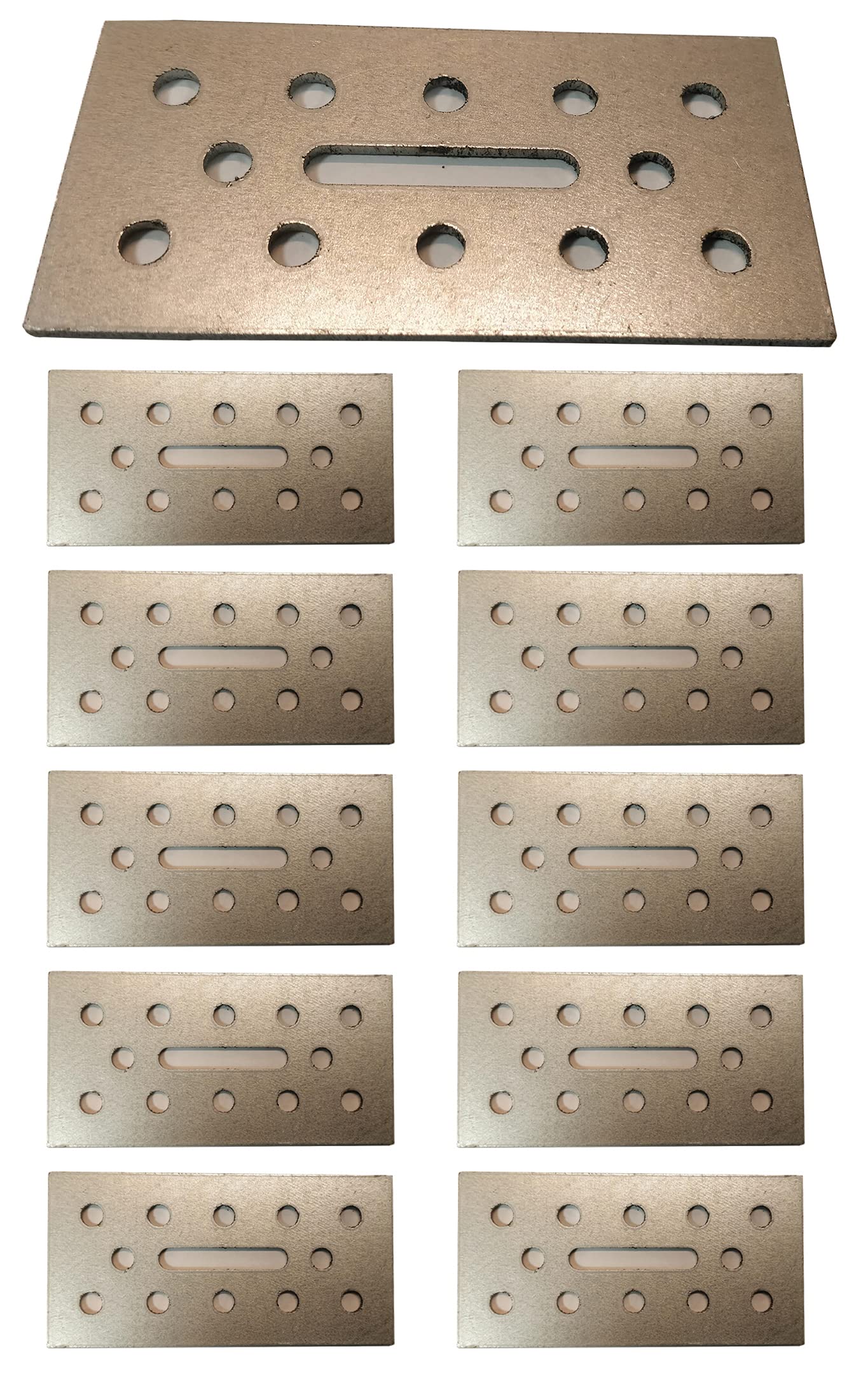 2mm Galvanised Steel Flat Connecting Pre-Perforated Joining Strips, Plates, Sheet, Timber, Railway Sleeper Joining Support Brackets - (80x40x2-10pk)