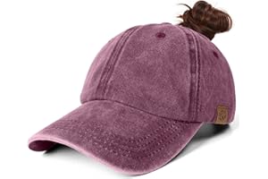 KQueenStar Ponytail Baseball Cap Women - Adjustable Womens Ball Caps Vintage Washed Ponytail Hat Maple Leaf Women Caps