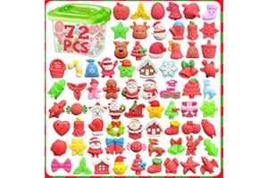 UUSYCUN 72PCS Christmas Mochi Squishy Toys for Party Favors, Xmas Squishies Bulk for Stocking Stuffer, Santa Squeeze Toys for Kids, Gifts, Presents, Advent Calendar, Classroom Prizes, Goodie Bags