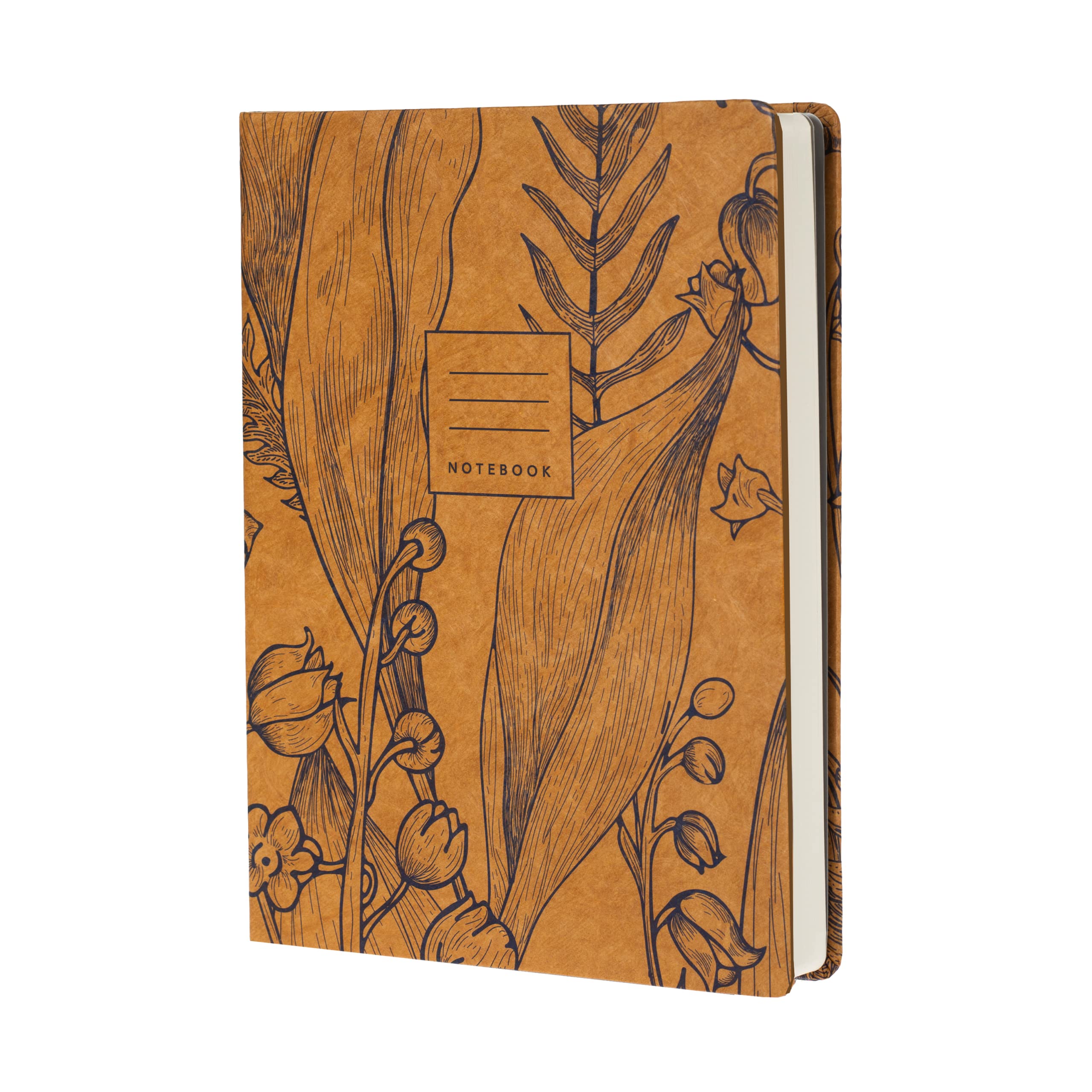 Collins Debden Tara A5 Ruled Notebook - Brown Cover with Navy Floral Design, Wear Resistant Covers and 192 Pages Premium Cream Paper