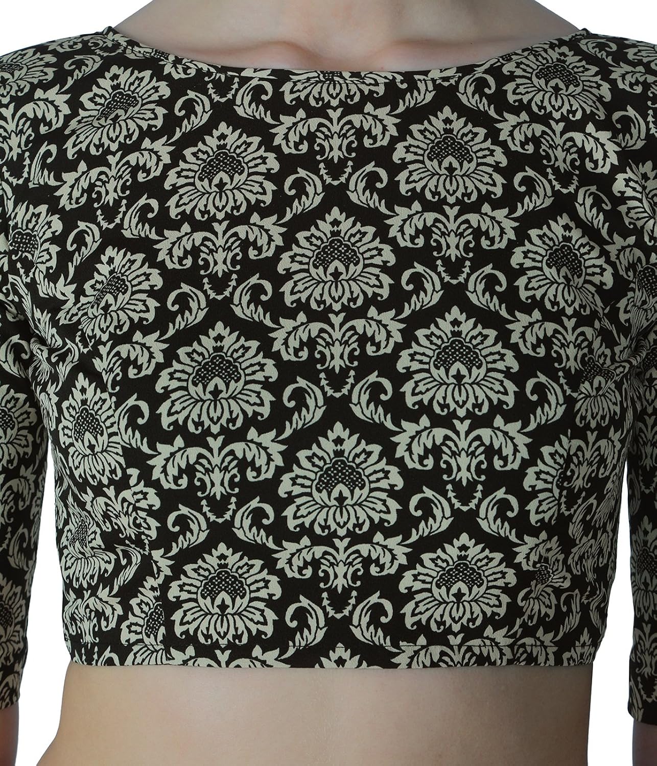 studio shringaar women's moghul print readymade saree blouse with elbow length sleeves