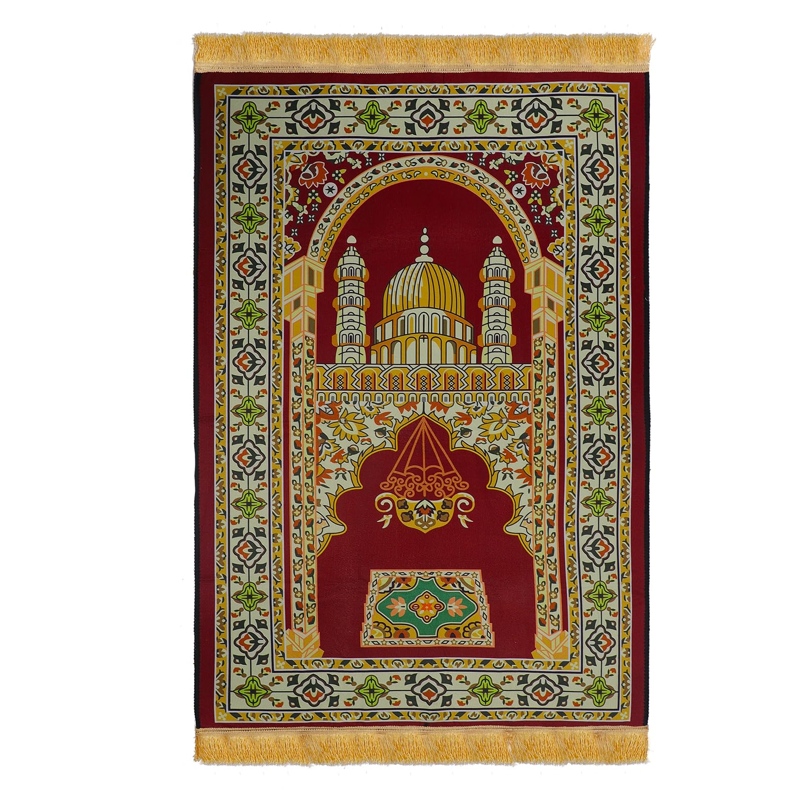 JINTN Islamic Prayer Rug Flannel Thick Padded Muslim Praying Mat for Men and Women Prayer Carpet Mat Traditional Muslim Ramadan Eid Gift