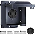 Joinfworld 50 Amp RV Power Outlet Box, 125/250V NEMA 14-50R RV Receptacle UL Listed, Weatherproof Lockable Power Outlet Panel