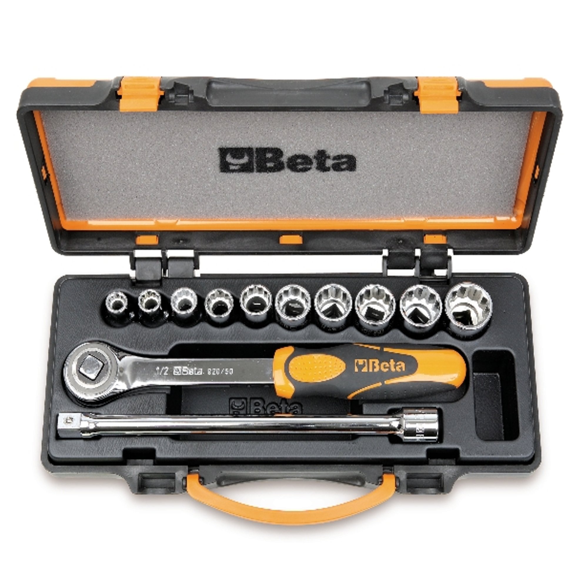 Beta 9200919 Model 920 AS/C10 Bi-hex Sockets and 2 Accessories, 3/8-15/16af, 1/2 Drive, 10 Pieces
