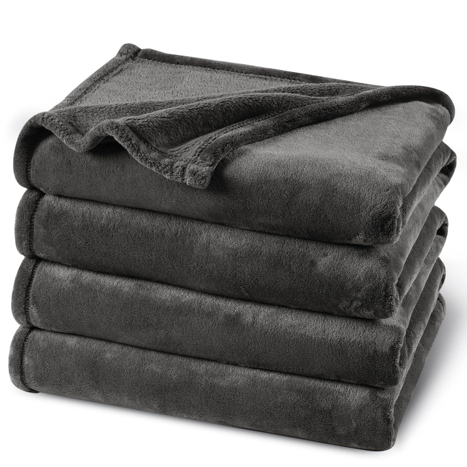 PHF Ultra Soft Fleece Blanket Single Size 130x150cm, No Shed No Pilling Luxury Plush Cozy Flannel 280GSM Lightweight Throw Blanket for Bed, Couch, Chair, Sofa Suitable for All Season, Dark Grey — image 1