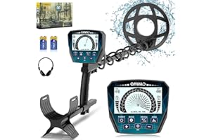 OMMO Metal Detector, Analog Pointer Metal Detector for Adults with 4.3IN Backlight Screen 10'' Waterproof Coil, All &Disc&PP Mode, for Detecting Gold Coin Treasure Hunting