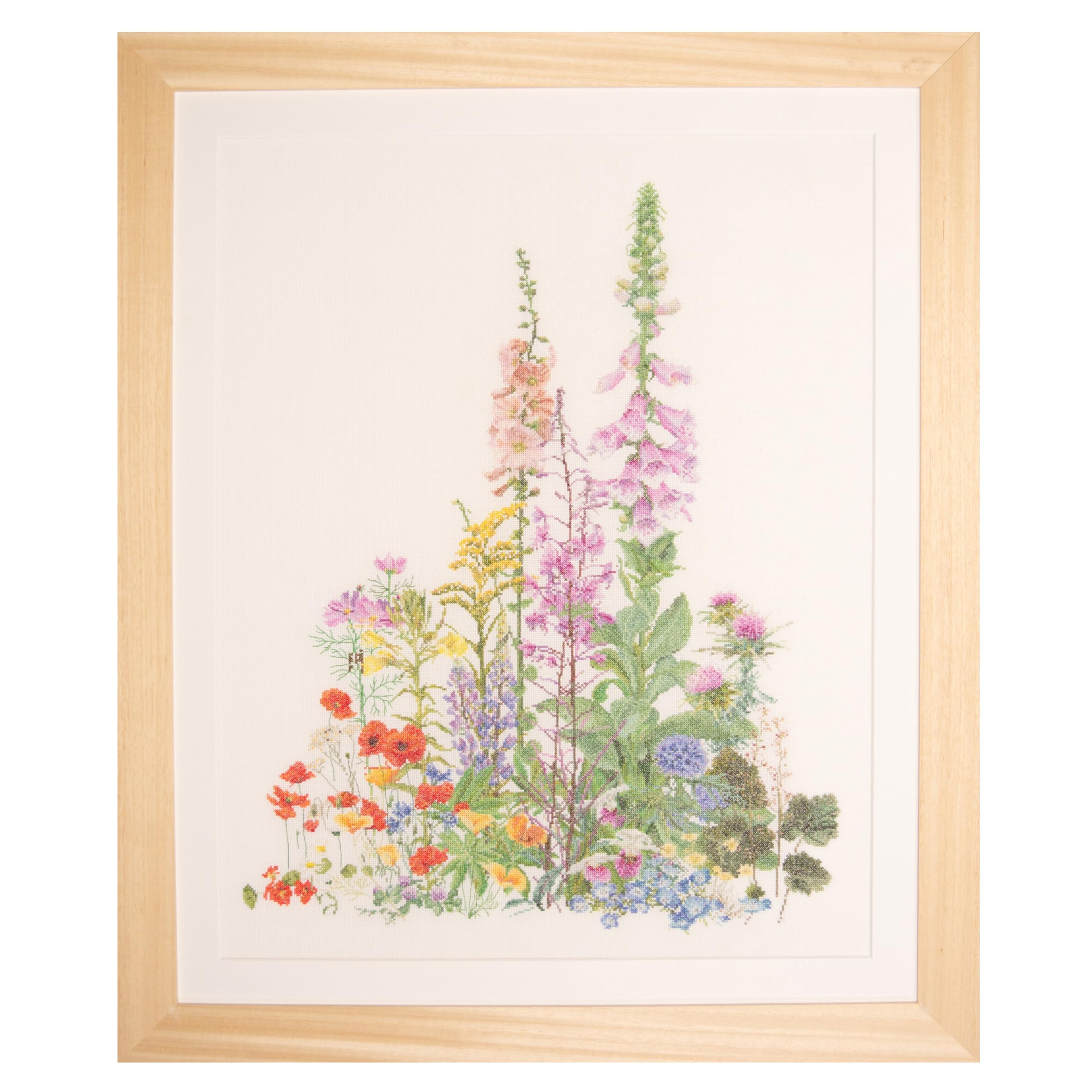 Thea Gouverneur - Counted Cross Stitch Kit - American Wild Flowers - Linen - 32 Count - Embroidery Kit for Adults - DMC Embroidery Threads and Other Cross Stitch Supplies Included - 554