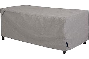 Modern Leisure Garrison Patio Ottoman/Coffee Table/Fire Pit Cover - Water-Resistant Fabric - Heavy-Duty Protection for Outdoor Patio Furniture - 48" L x 25" W x 18" H - Heather Grey