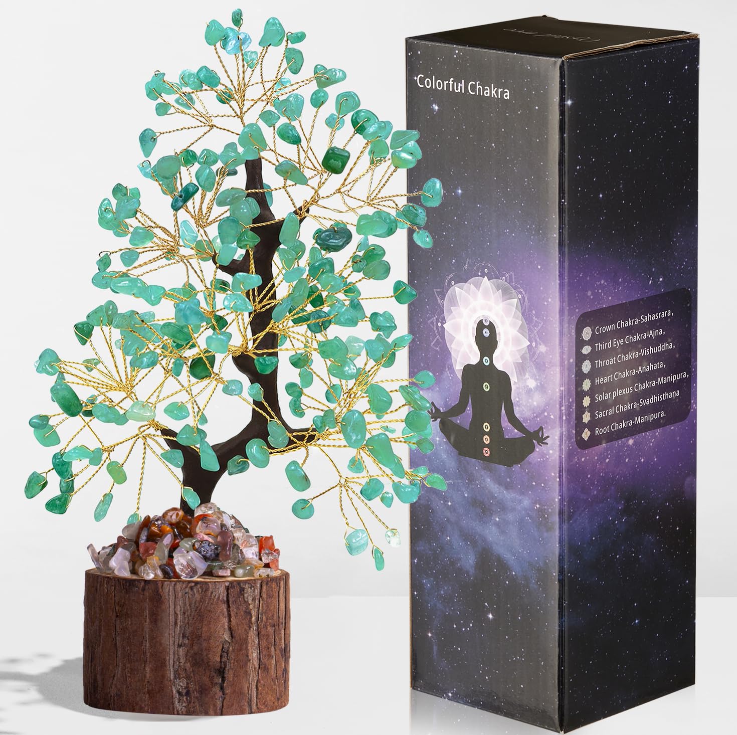 Awardsen Green Aventurine Crystal Money Tree Ornaments - The Tree of Life Healing Crystal Gifts for Women's Desk Decorations