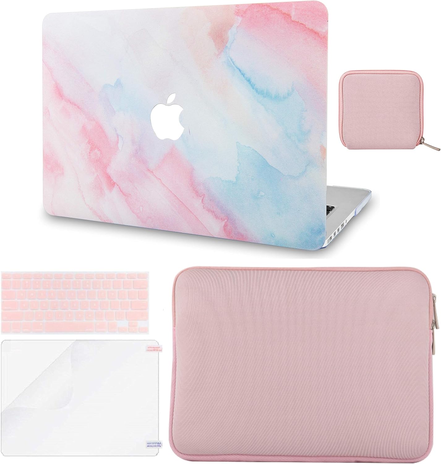 LuvCase 5in1 Laptop Case for MacBook Air 13 Inch (Touch ID)(2020) A2179 Retina Display Hard Shell Cover, Slim Sleeve, Pouch, Keyboard Cover & Screen Protector (Pale Pink Mist)