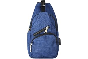 Nupouch Anti-Theft Daypack Crossbody Sling Backpack, USB Charging Connector Port, Lightweight Day Pack for Travel, Hiking, Everyday, Regular, Navy