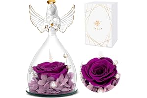 YEEBAY Preserved Flowers Gift for Mom, Grandma, Angel Figurine with Rose, Ideal Birthday, Mother's Day, Wedding, Valentine's Day, Christmas, Thanksgiving Day Gift for Her, Women, Wife
