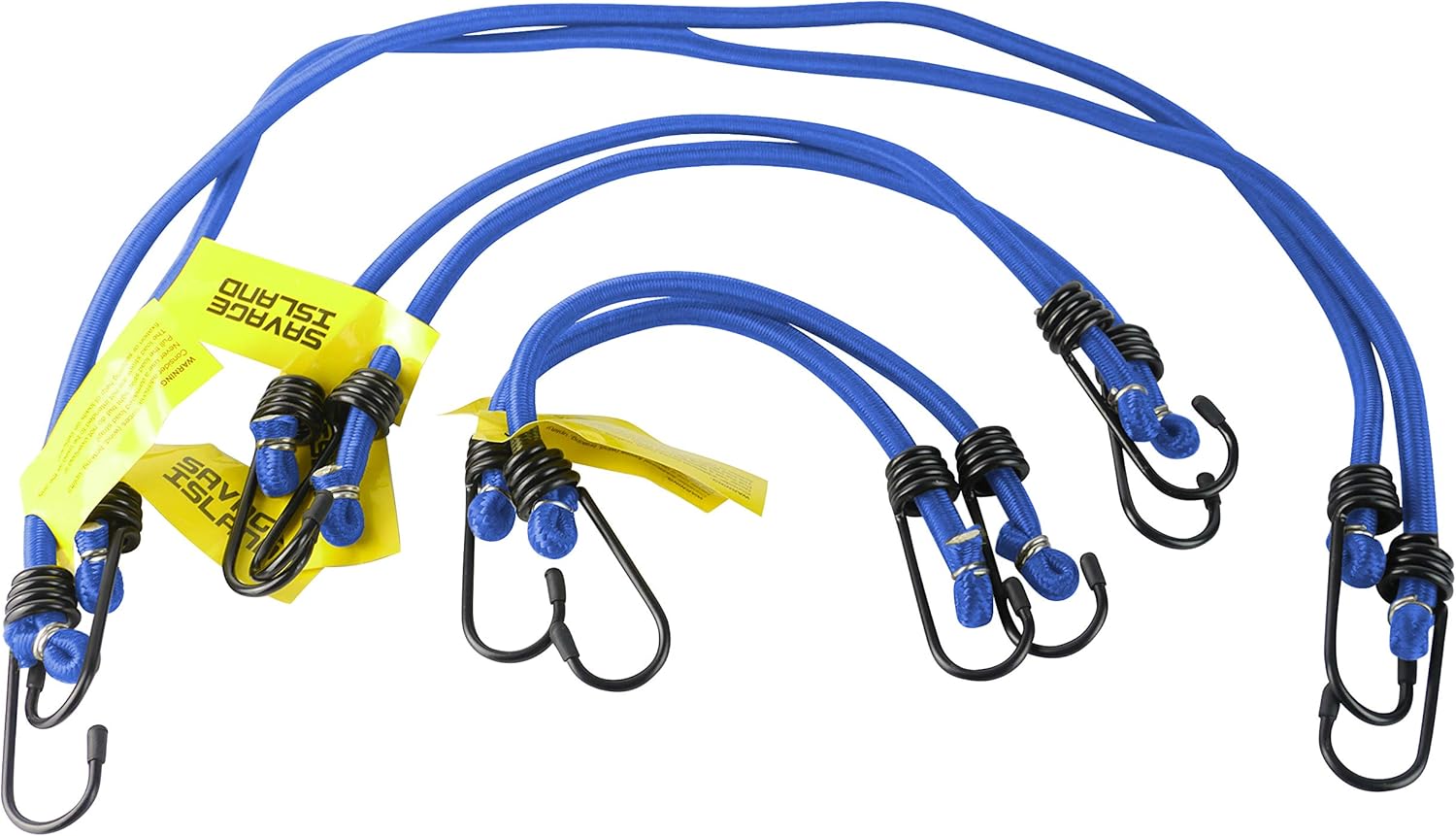 Savage Island Elasticated Bungees Cords Bungee Military Army Basha Straps Variety Pack - 2 x 12, 2 x 18 + 2 x 30 (Light Blue)