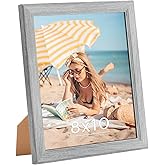 8x10 Wood Frame Grey, Rustic Natural 10x8in Gray Woodgrain Picture Photo Frame, Wooden 8 x 10inch Gallery Pic Frame with HD Plexiglass, Horizontal Vertical Wall Mounting Tabletop Display 1Pcs