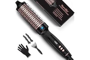 Terviiix 1.5 Inch Thermal Brush Create Loose & Volume Curls, Ceramic Tourmaline Ionic Hot Brush Double MCH Curling Iron Brush, Digital Display 9 Temperatures Curling Wand Volumizer, Dual Voltage