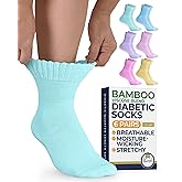 Pembrook Bamboo Viscose Diabetic Socks for Women & Men - 6 Pairs Ankle Socks for Swollen Feet | Neuropathy Socks