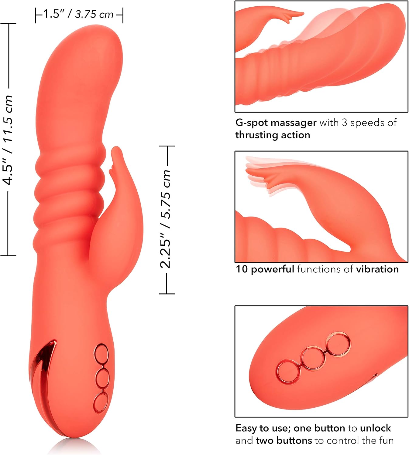 California Exotic Novelties Dreaming Oranage County Cutie Thrusting Silicone Massager, Orange - Image 3