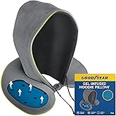 Goodyear Travel Pillow with Hood – Neck Support for Comfortable Travel, Hooded Neck Pillow for Flights and Road Trips, Gray