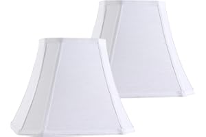 GO&SO 14 Inch Off White Square Cut Corner Lamp Shades for Floor Lamps,Table Lamp Replacement, 8x14x11"(Spider) Natural Linen Lampshade Decoration,Transitional Easy Assembly Required (Set of 2)