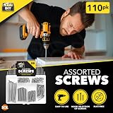 SOL 110pc Assorted Screws Wall Plugs Organised Storage Case DIY Wood Masonry view 3