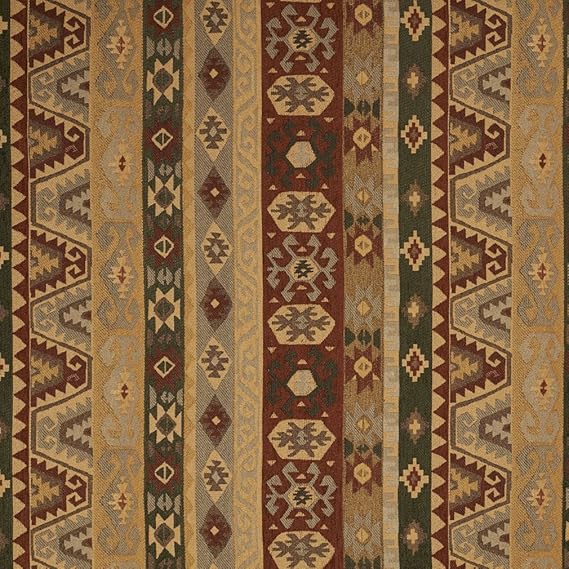 Oro y verde y rojo coral azteca cabina sur de chenilla para tapicería