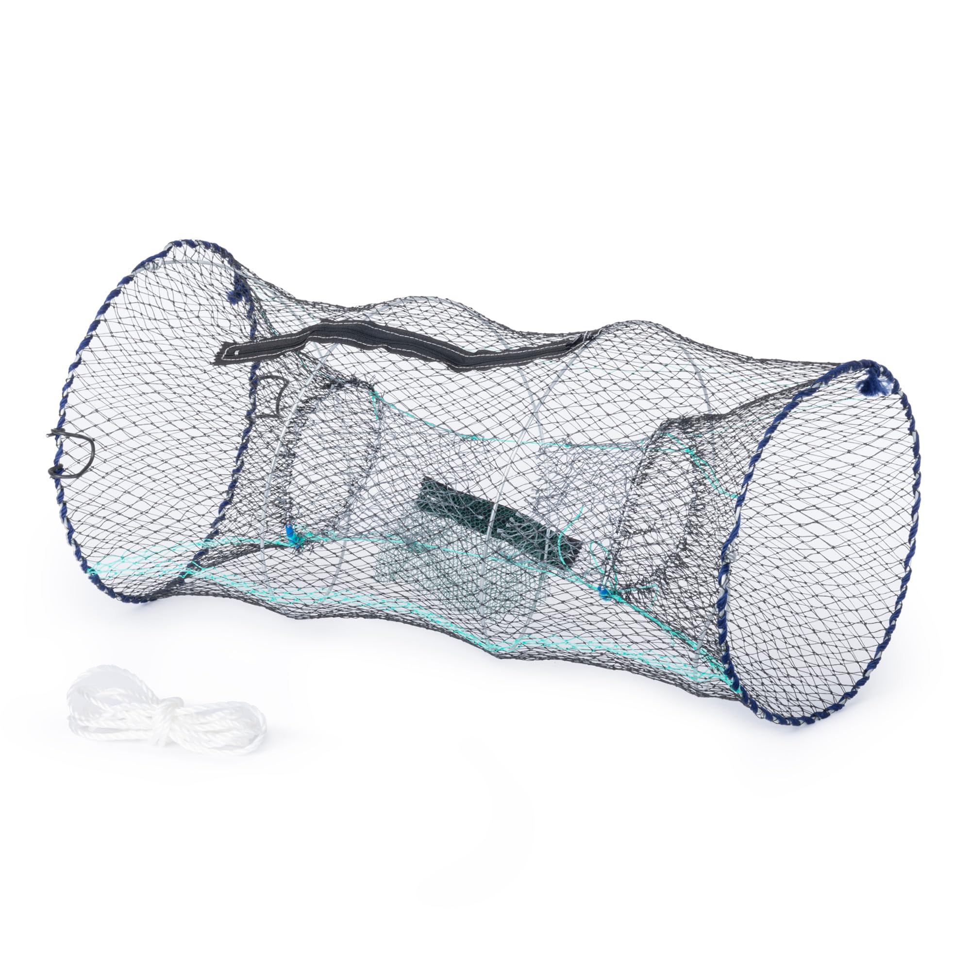 Hillington Collapsible Crabbing Net - Durable Mesh Crab Net, Fish Trap Basket Net For Catching Crab, Prawn, Shrimp, Lobster, EEL, Crayfish Trap - Fishing Net with Zipped Access and Bait Pocket