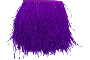 AWAYTR Ostrich Feather Trim Fringe - Satin Ribbon Dress Sewing Crafts Costumes Decoration Pack of 2 Yards (Purple)