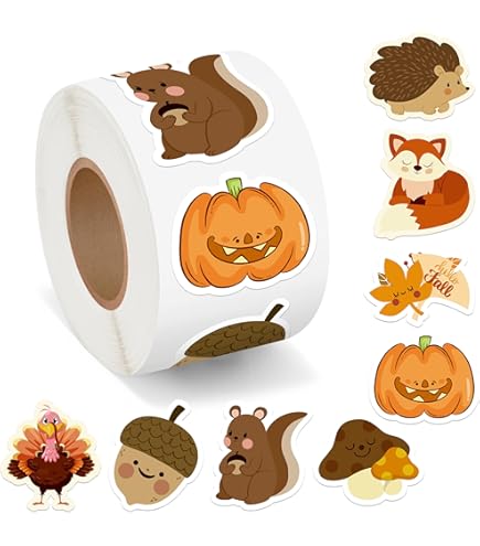 Rouleau De 500 Autocollants Feuilles D'automne - Style Cartoon, 6x3 Cm, PVC, Pour Scrapbooking, Journaling, Décoration Thanksgiving