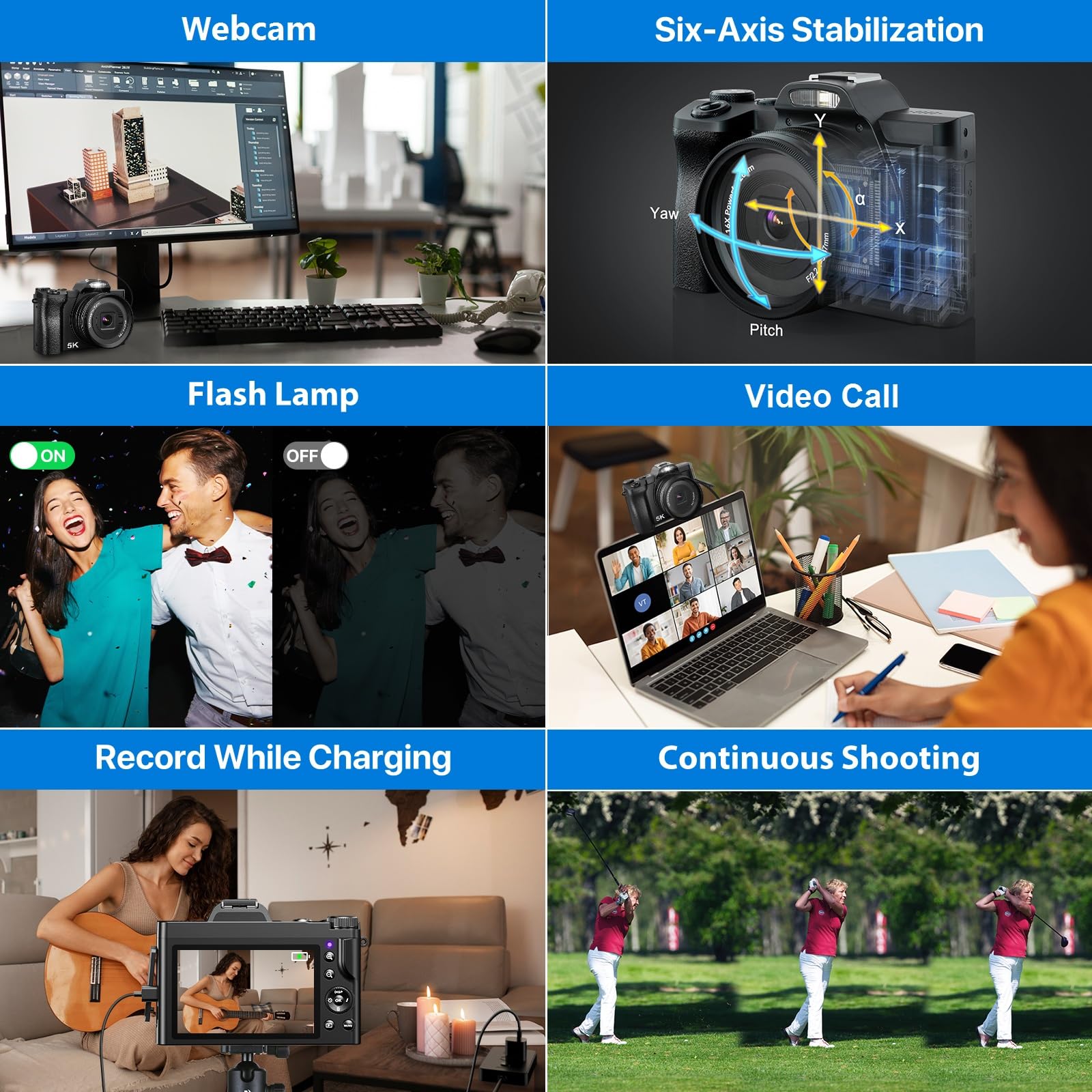 5K Digital Camera WiFi Autofocus Vlogging Camera for YouTube 48MP Camera for Photography and Video, 3.5