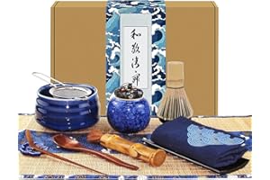Artcome 12Pcs Japanese Matcha Tea Set - Bowl, Bamboo Whisk, Holder, Brush and Screen - Handmade Ceremony Kit for Traditional Tea Ceremony