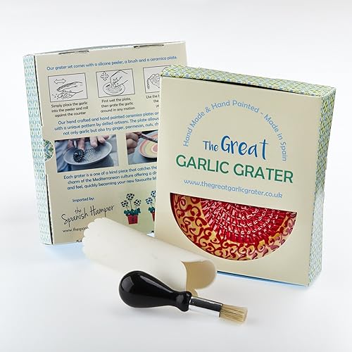 Garlic Set Ceramic Grater Plate & Brush Amazon.co.uk Kitchen & Home