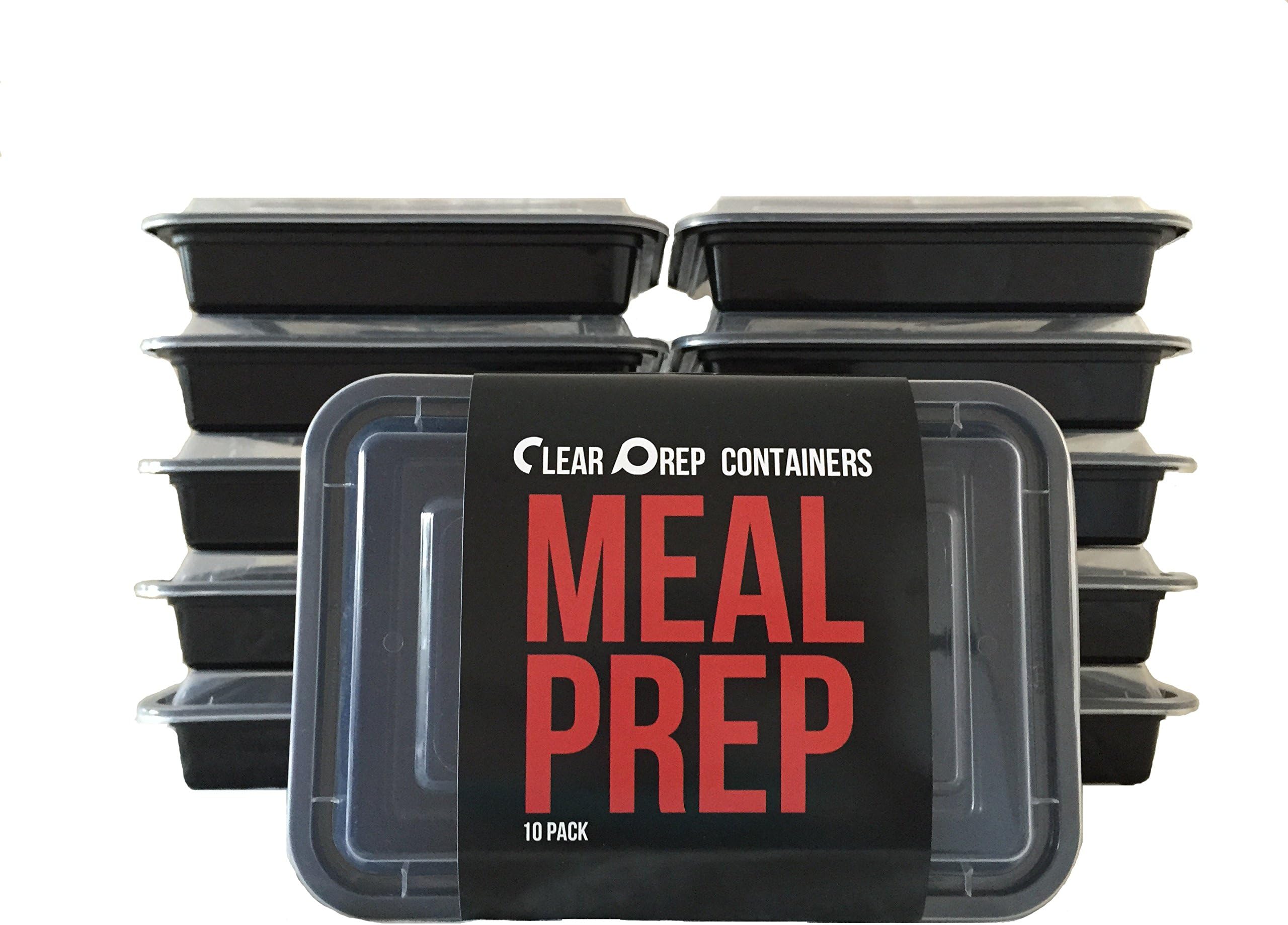 Meal Prep Food Containers - Stackable - Microwave/Dishwasher Safe - 28 Oz - 10 Pack - Black - by ClearPrep