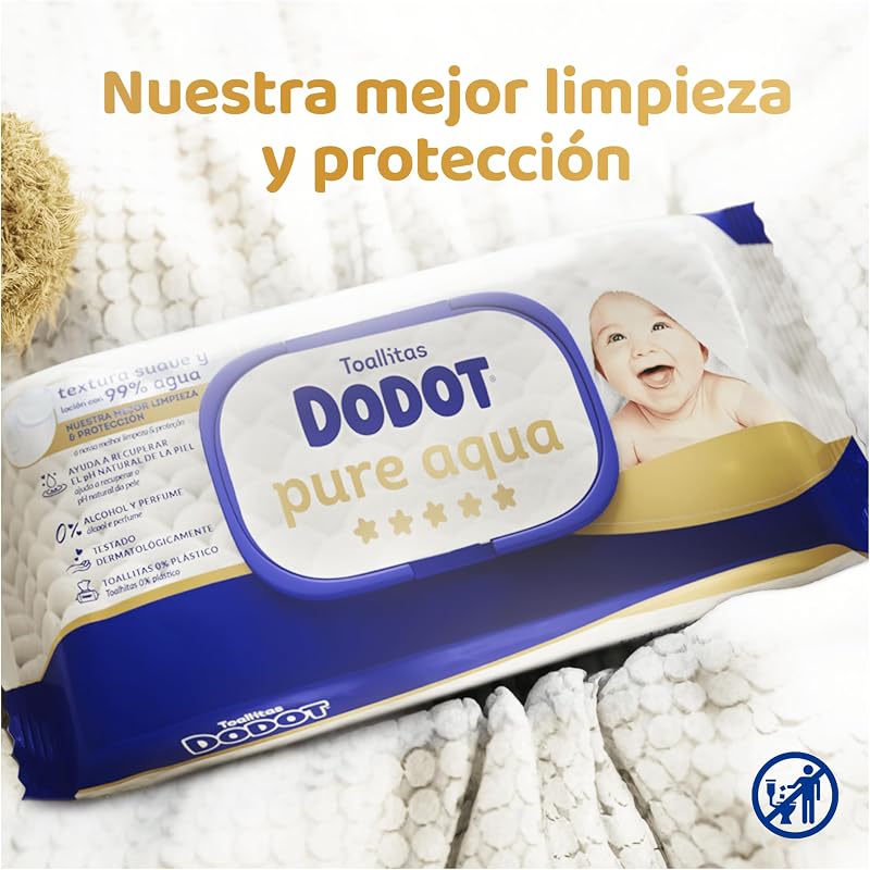 Pure Aqua Nuevo Toallitas con Textura para Bebé, 20 Paquetes de 60 Unidades = 1200 Toallitas, Textura Suave y Loción con 99% de Agua