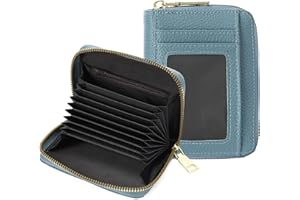 GAEKEAO Wallet Women RFID Blocking Leather Small Compact Zip-Around Credit Card Holder with ID Window & Zipper Pocket