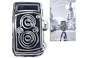 HAPPILY PLANTS Vintage Camera Enamel Pin - Twin Lens Reflex Camera Pin | Photography Enthusiasts Gift | Retro Camera Accessories | Handmade Collectible Pin for Photographers | Artistic Camera-Themed Gift for Camera Lovers