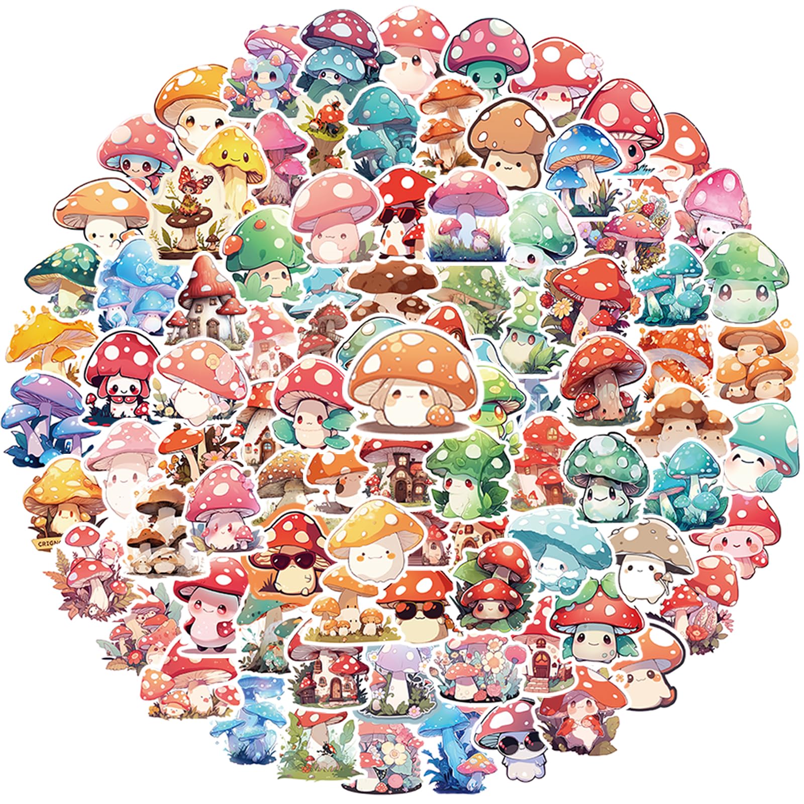 Cute Mushroom Stickers for Kids, 100PCS Waterproof Vinyl Stickers for ...