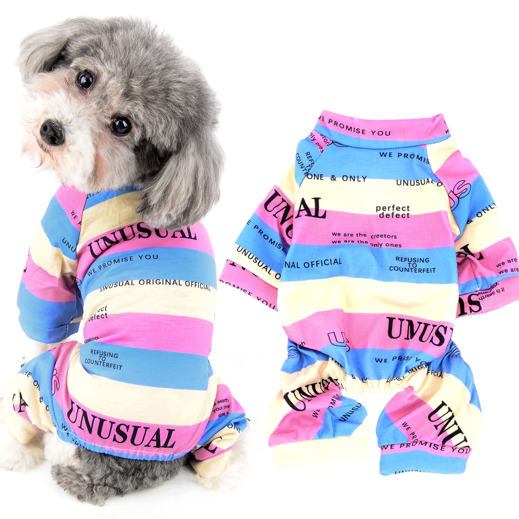 Ranphy Pet Pajamas Small Dog Cotton Jumpsuit Puppy Stripe Pjs Doggie Cat Overall Onesies Cute Rompers Soft Bodysuits Pullover Pyjamas 4 Legs Shirts Clothing Doggy Clothes