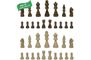Staunton Chess Pieces by GrowUpSmart with Extra Queens | Size: XLarge - King Height: 4 inches | Wood