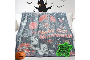 UOFON Halloween Blanket Pumpkin Throw Blanket Witchy Blanket Glow in The Dark for Kids Adults Halloween Decorations 50"x60"