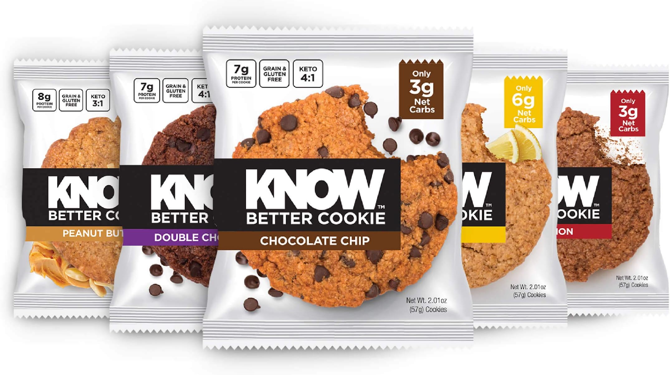 KNOW Foods - KNOW Better Cookie, Variety Pack, Keto Snack, Low Carb Snack, Protein Cookie, Gluten Free, 2.01oz Cookie, 5 Count