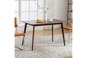 Forevich Dining Table Rectangular Kitchen Dining Room 100% Solid Bamboo Wooden Square Mid Century Table for Small Space 47 inch Chestnut Brown