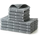Glynniss Kitchen Towels and Dishcloths Set, Dish Towels and Dish Rags for Washing Dishes, for Cleaning Cooking Drying Pack of 8 (Grey)