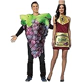 Rasta Imposta Wine Cork Dress & Purple Grapes Couples Costume Set, Women's Size 2-6 & Adult One Size