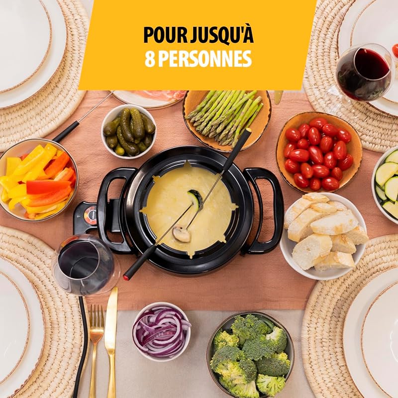 Appareil à fondue électrique, 1,5 L, 1000 W, pour 8 personnes