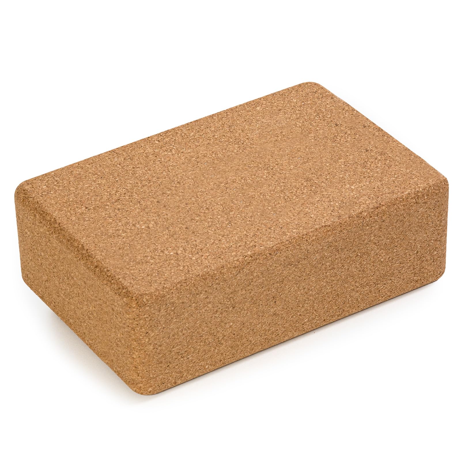Yoga Studio The Comfortable Large Cork Yoga Block Brick (Unbranded) 22.5cm x 12cm x 7.5cm Anti-Bacterial Yoga Brick with rounded Edges